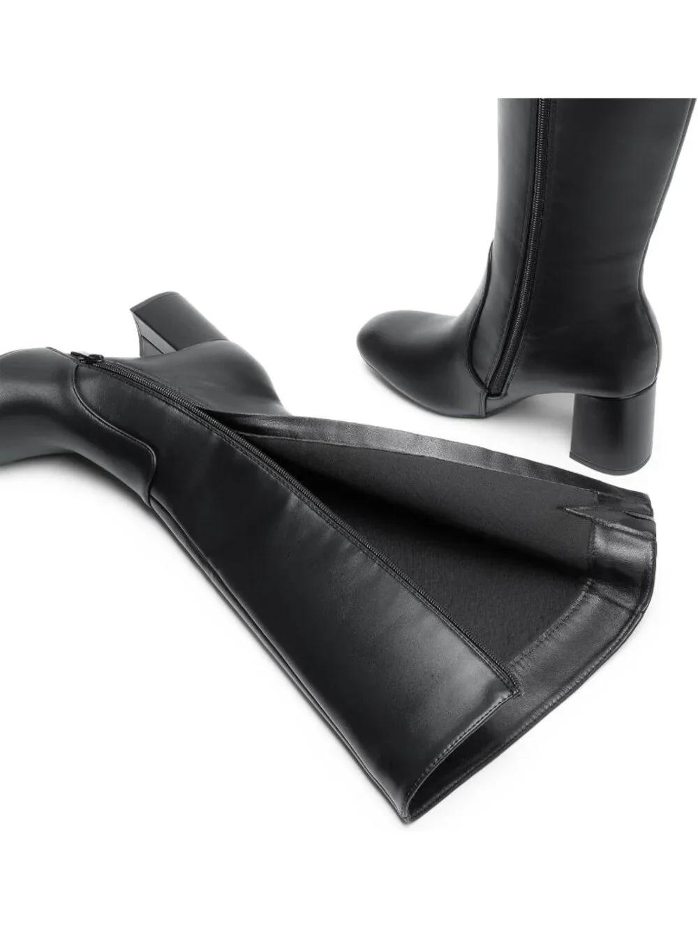 Dream Pairs Women's Black Square Toe Side Zipper Comfortable Knee High Boots